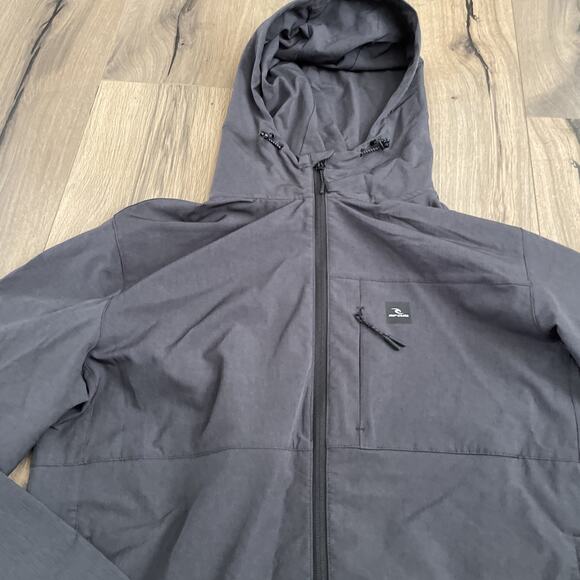 Rip Curl Anti Series Windbreaker Jacket Mens XL Water Repellent Gray Hooded Coat - Picture 4 of 10